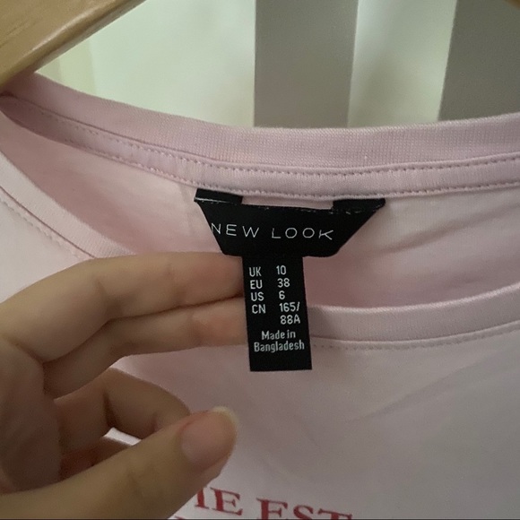 NEW LOOK Baby Pink Red Text Graphic T-shirt Top - Picture 3 of 5